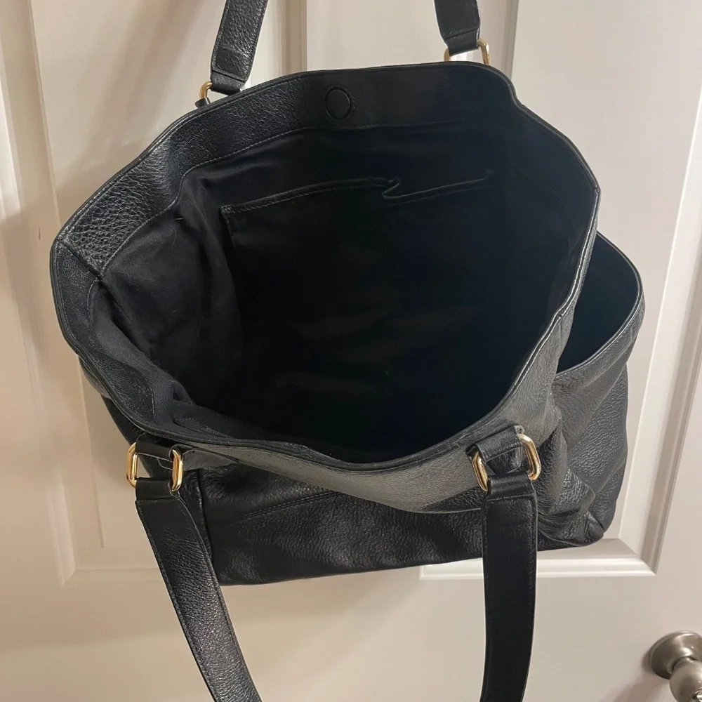 Kenneth Cole Black Leather Tote with Gold Hardware - Picture 8 of 14